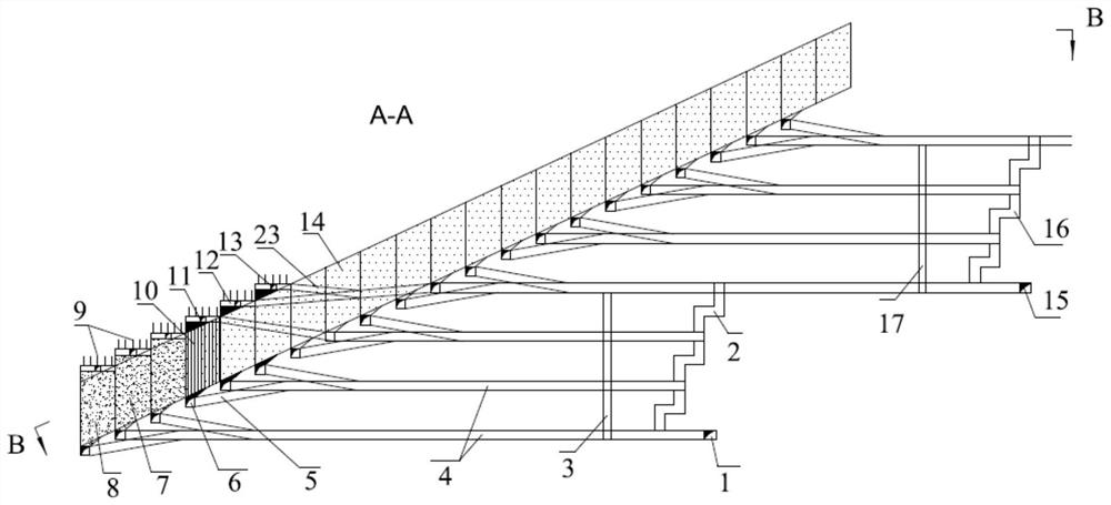 Hanging wall crushing gentle-inclined thick and large ore body filling mining method