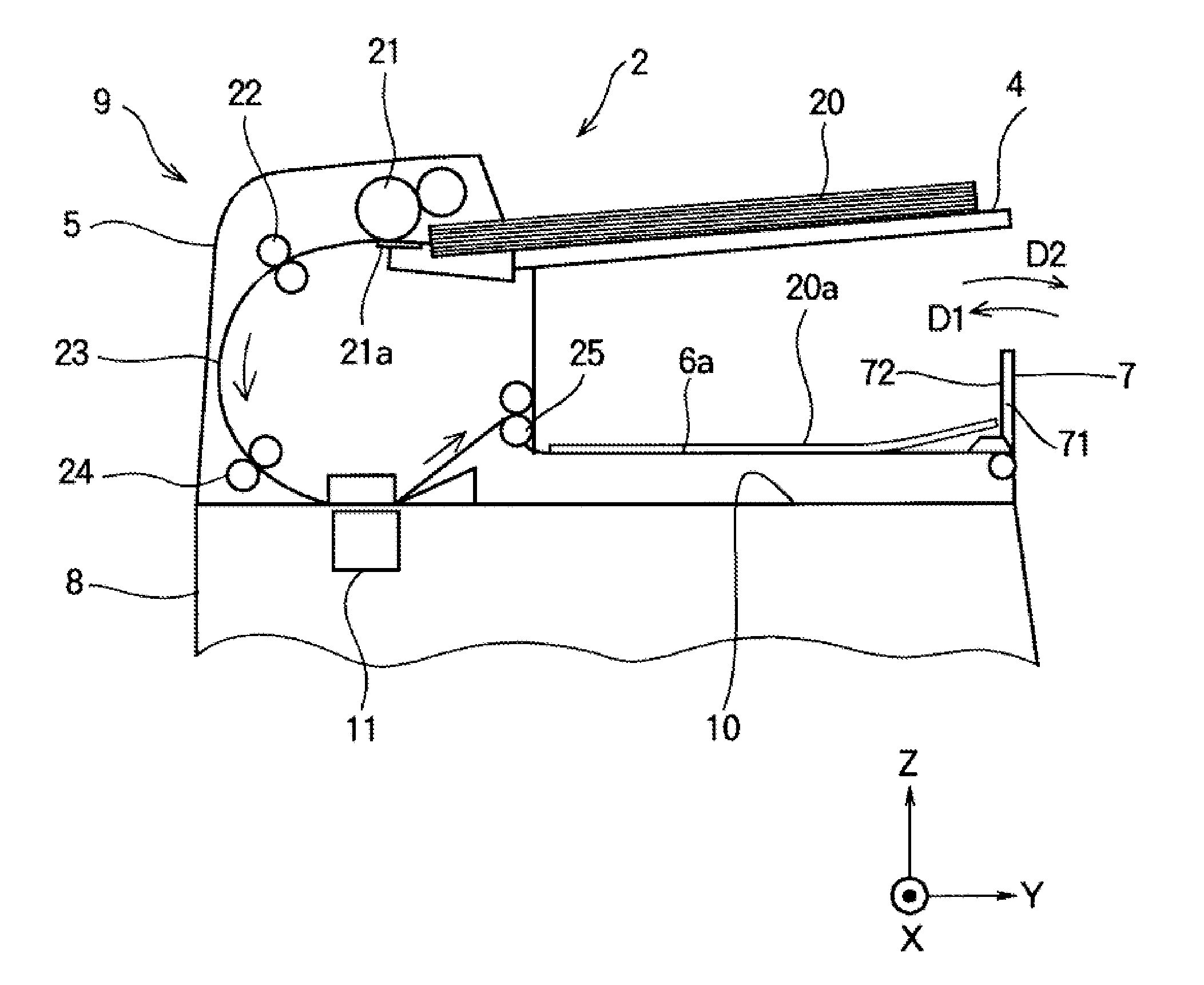 Medium mounting device, medium reading device, and multifunction product