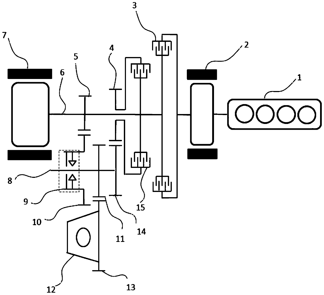 Two-gear hybrid gearbox and gear shifting method thereof