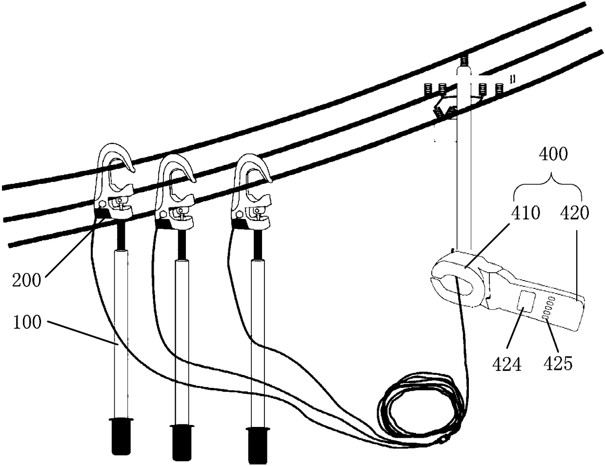 Intelligent distribution network ground wire device and intelligent distribution network ground wire grounding measurement system