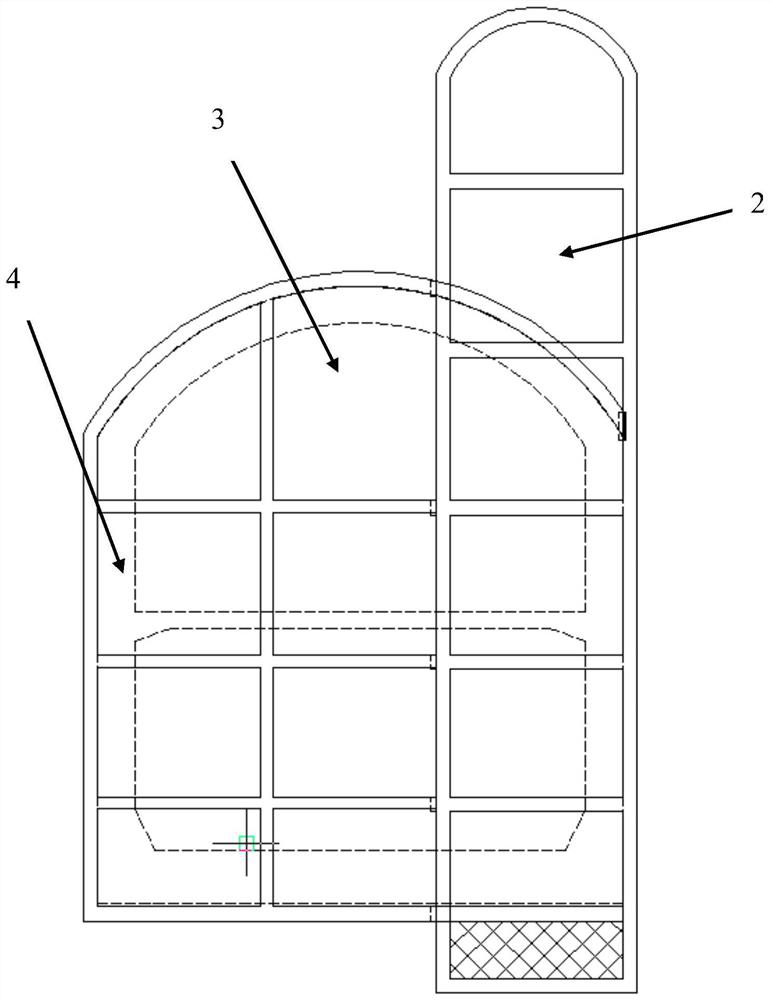 Air duct formed by expanding excavation of multiple layers of temporary construction channels and construction method