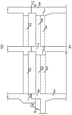 Connection structure for wide-range adjacent connection of existing transfer stations and construction method