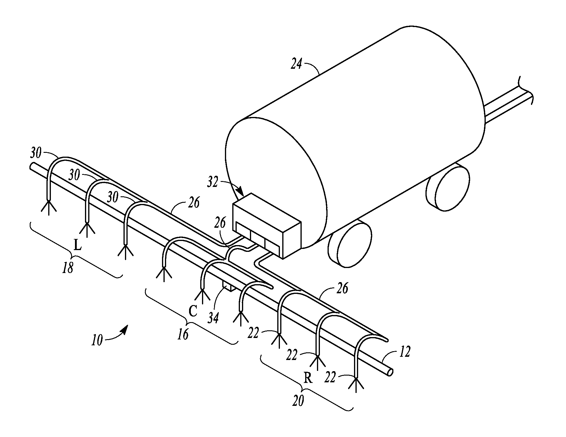 Implement for adjustably metering an agricultural field input according to different frame sections