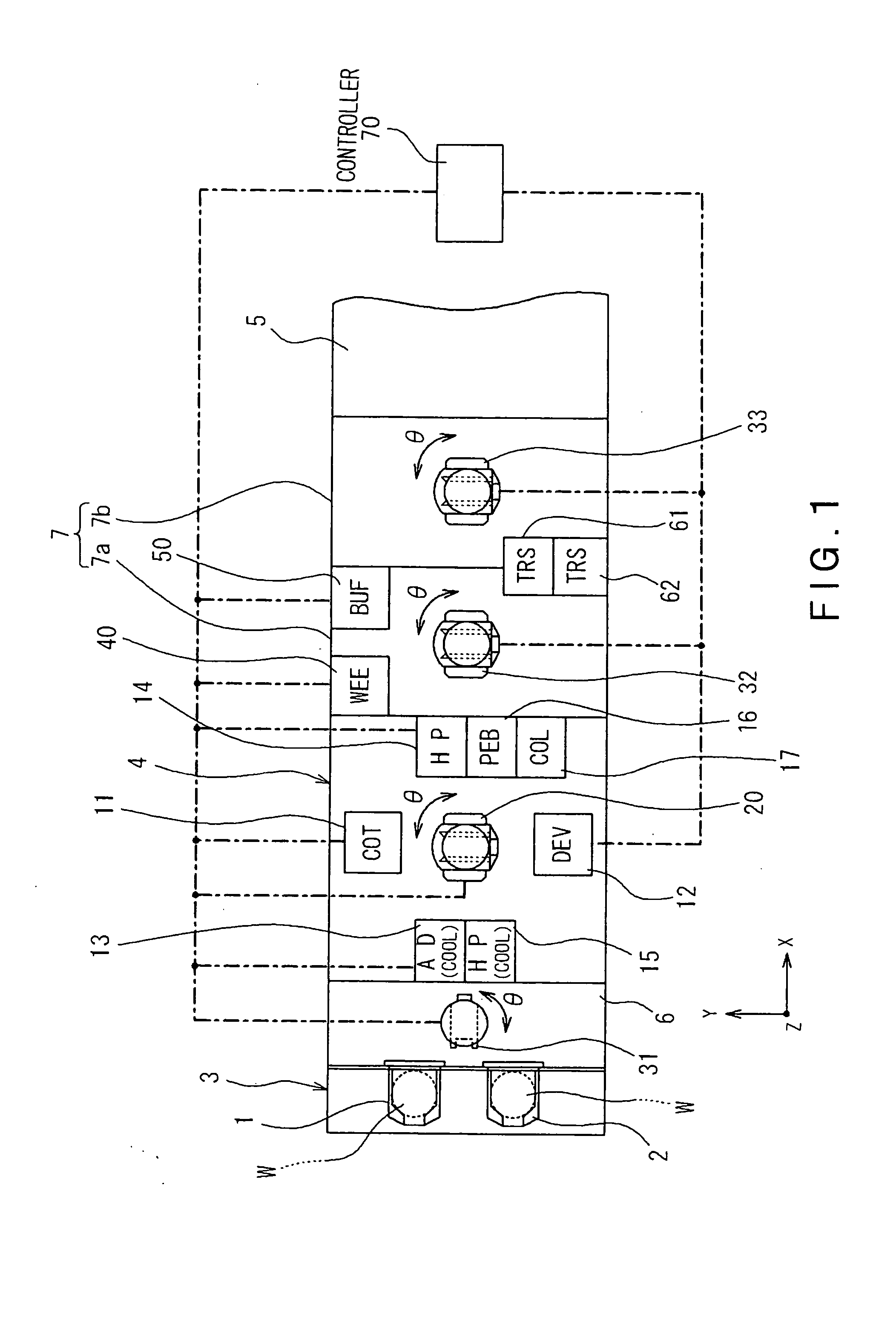 Substrate transporting and processing apparatus, fault management method for substrate transport and processing apparatus, and storage medium storing fault management program