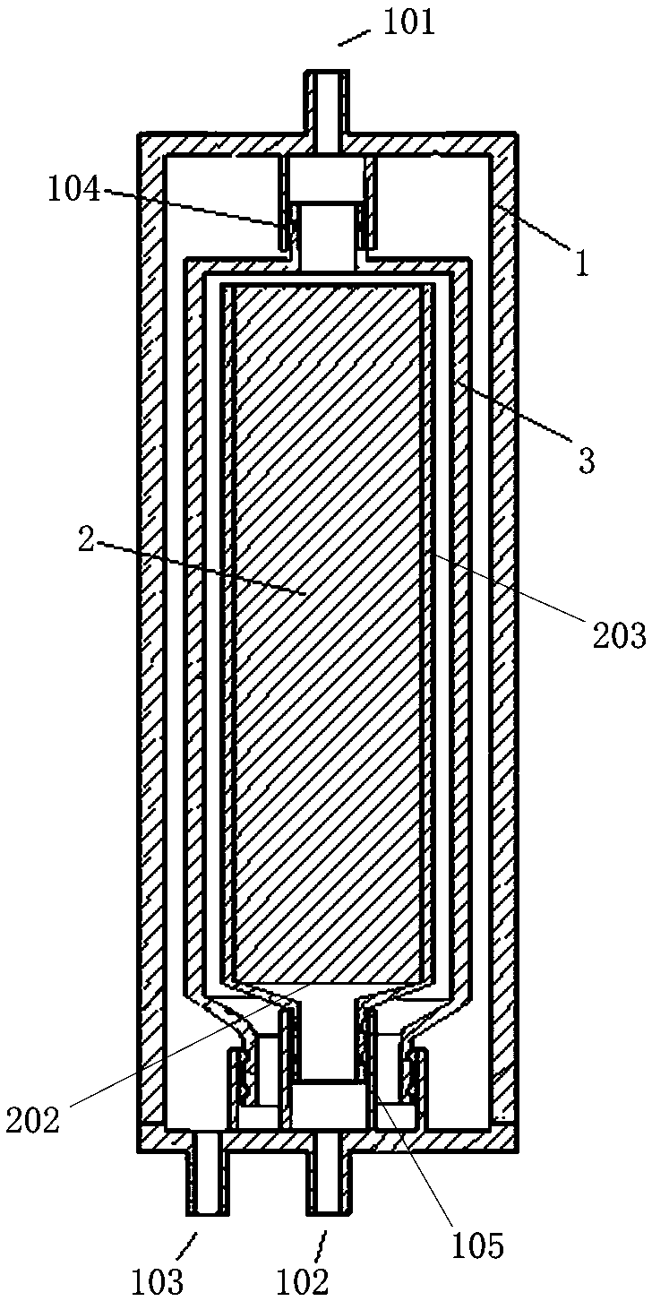 Water storage chamber and filter element integrated water filtration structure