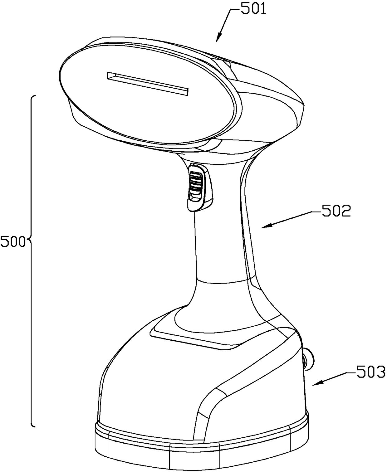 Steam generating device for avoiding dripping during flat ironing and ironer