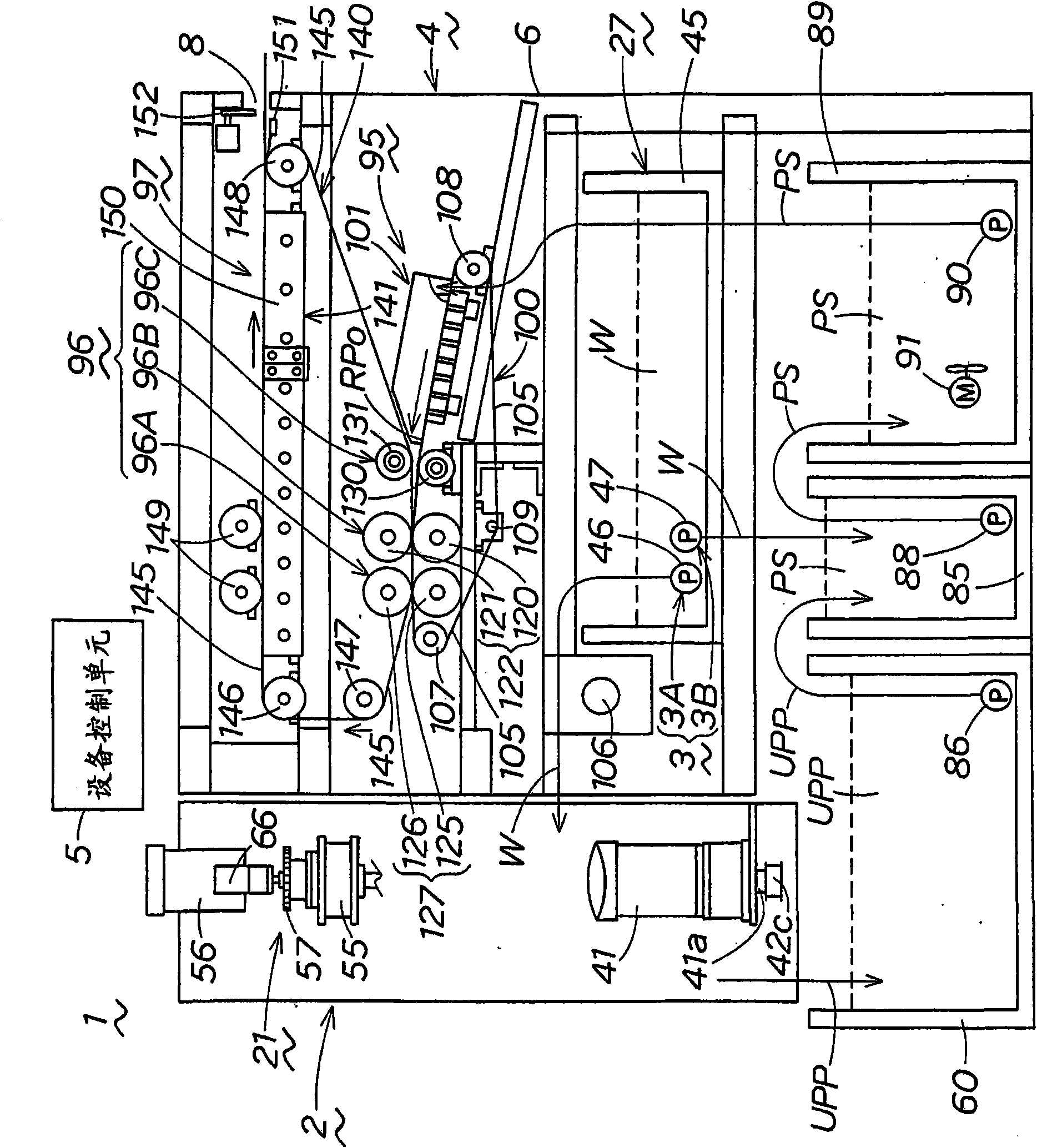 Dewatering device of used paper recycling apparatus and used paper recycling apparatus