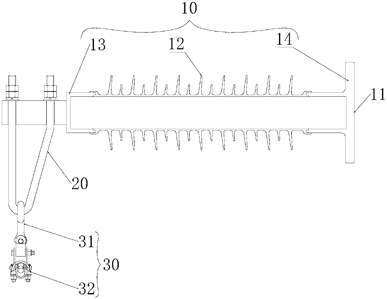 Overhead line system additional wire suspension device and overhead line system strut device