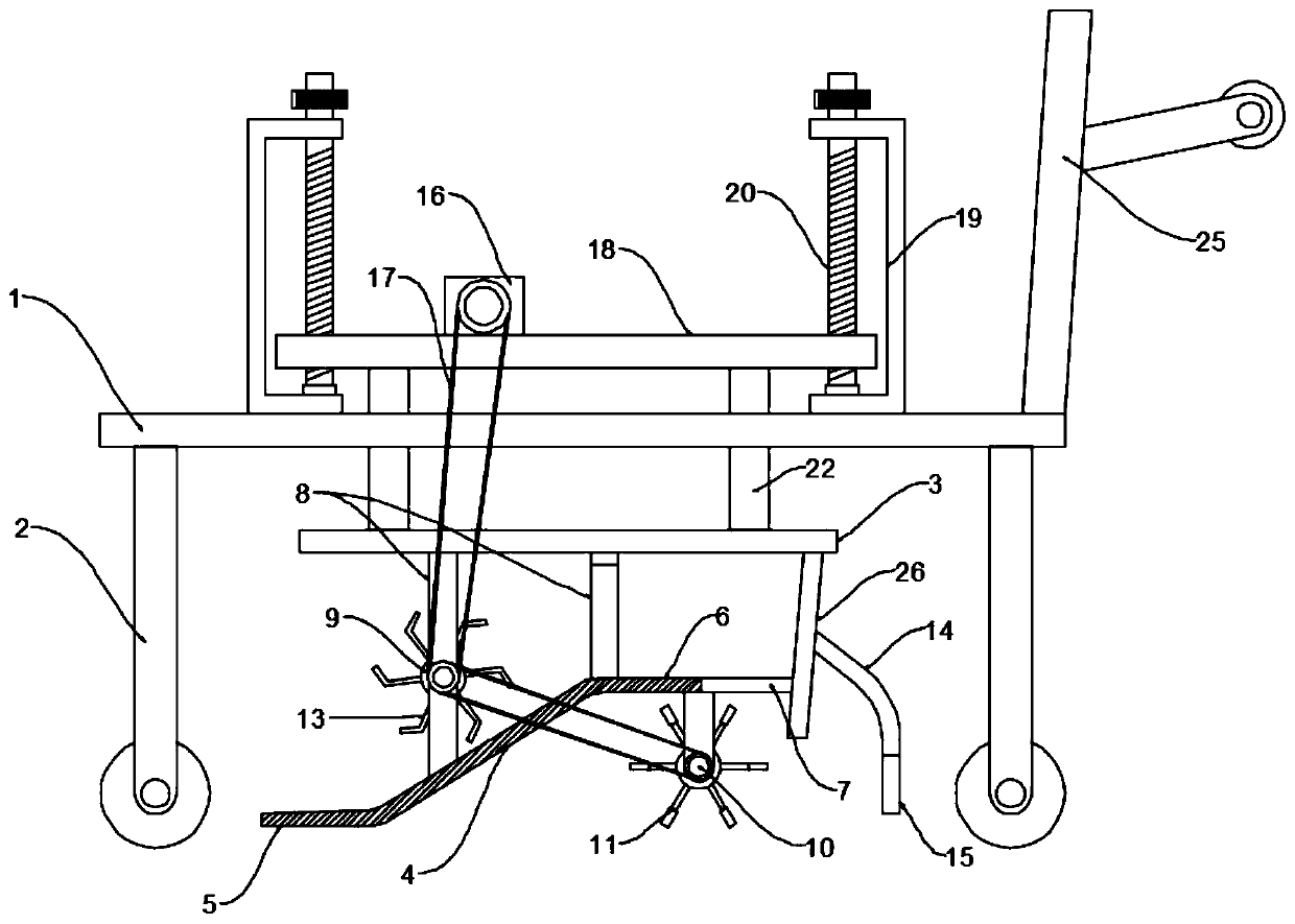 Transport soil-turning device for planting medicinal materials