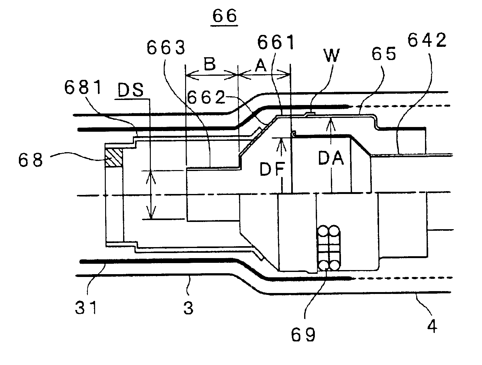 Projection tube having different neck diameters