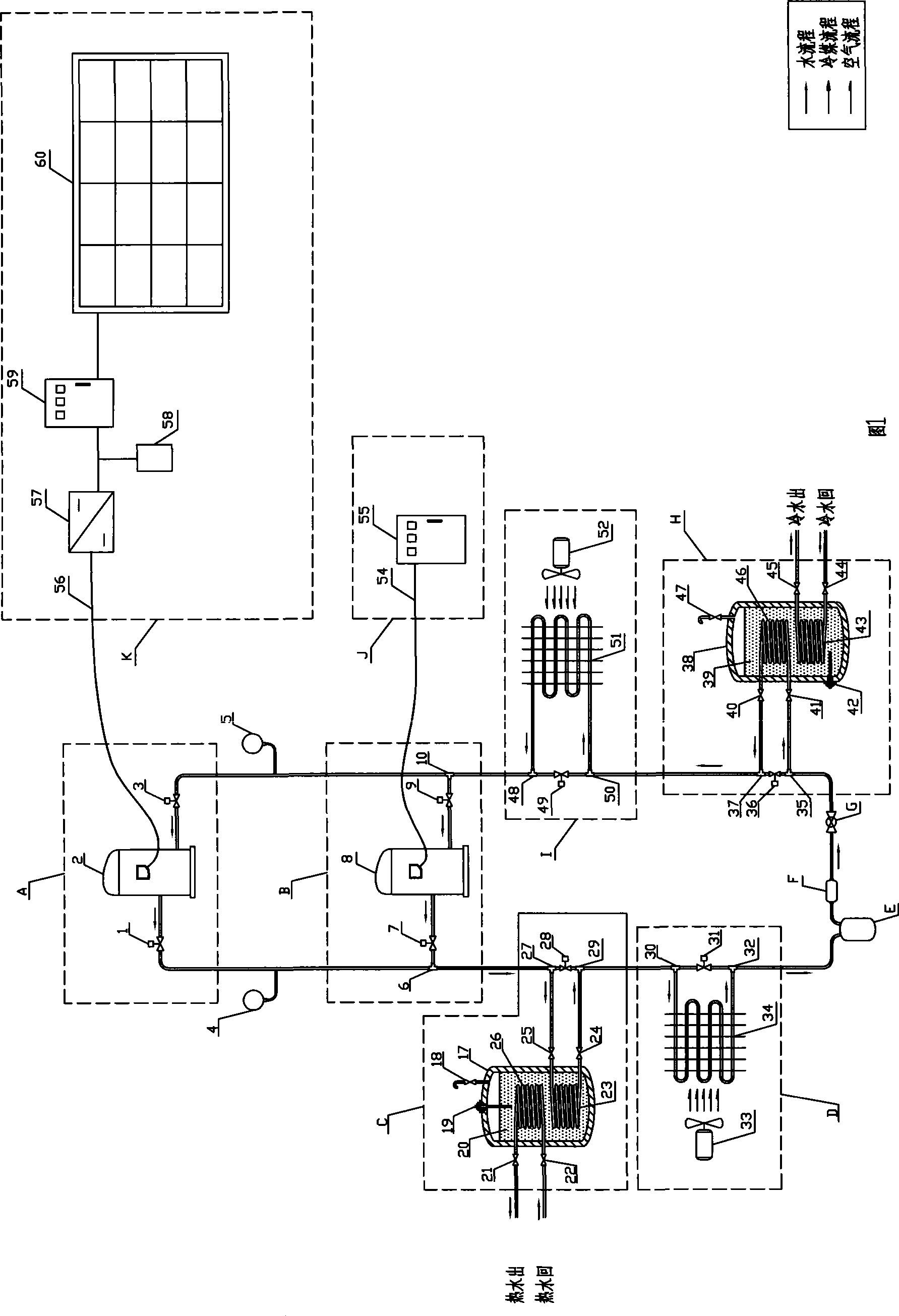 Solar photovoltaic-commercial power mixedly driving cold-storage and thermal storage type heat pump unit