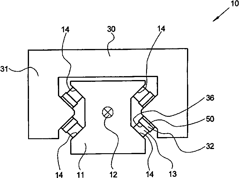 Linear rolling bearing having bonded rolling surface components