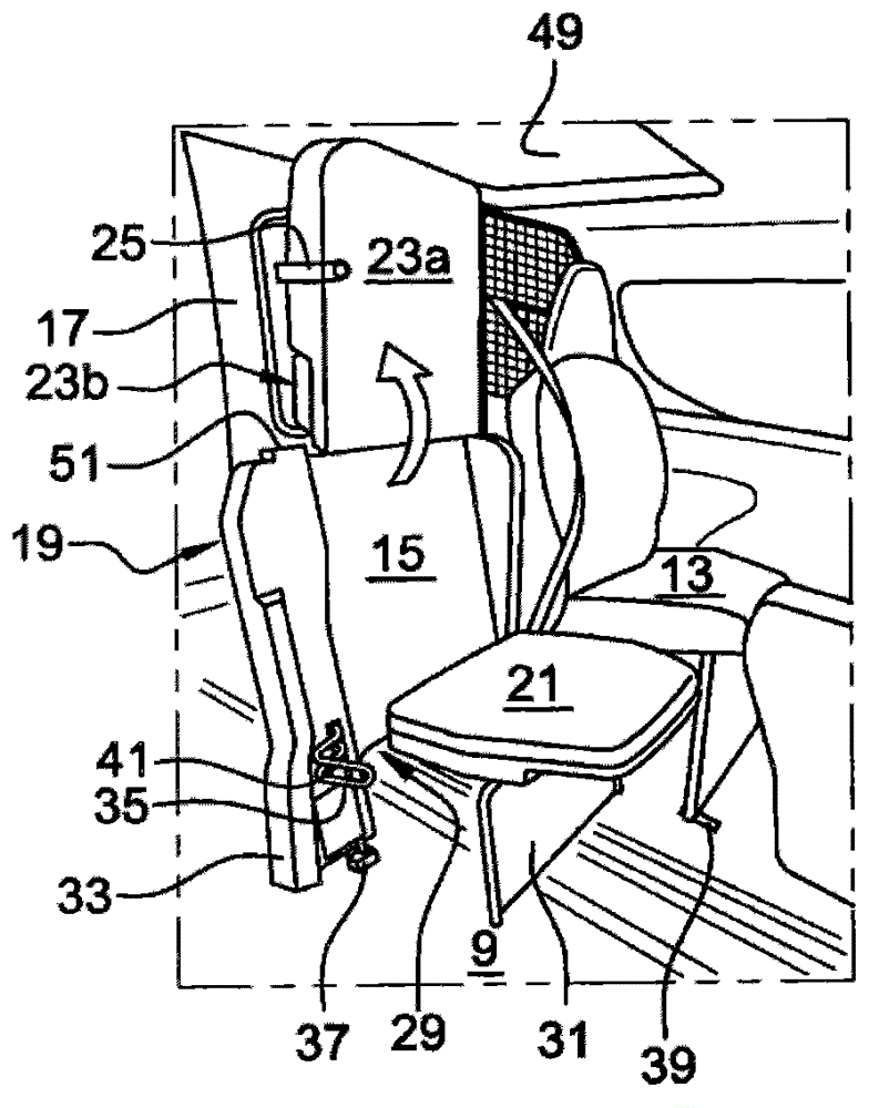 Partitioning device for a commercial vehicle and vehicle having such a device