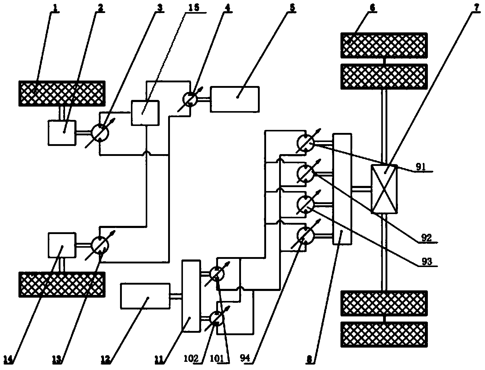 Single-axle hydraulic driving device for large-sized mining dump vehicle