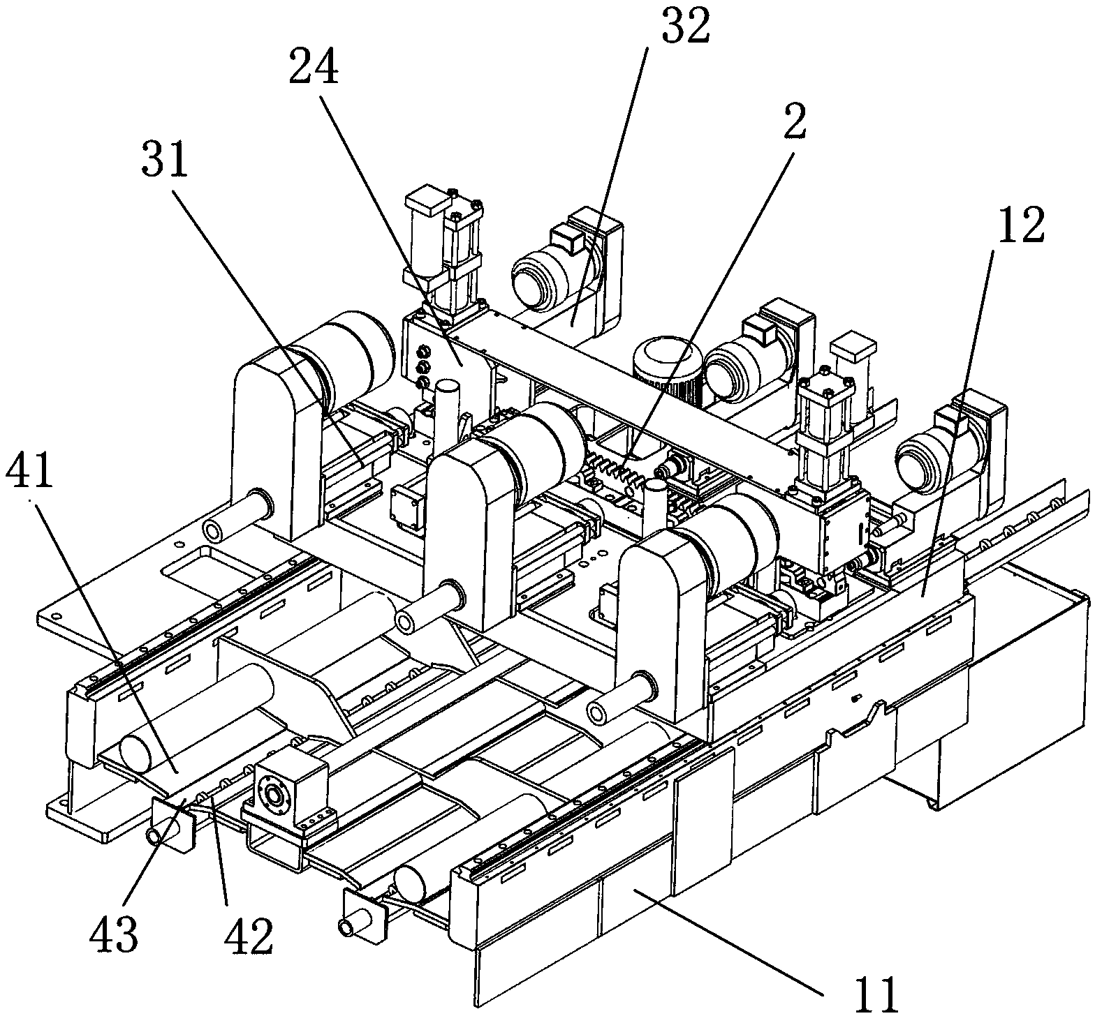 Rack milling and drilling center with feeding platform