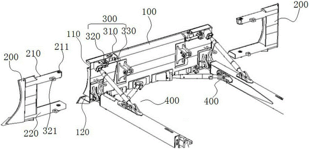 Folding dozer blade and bulldozer