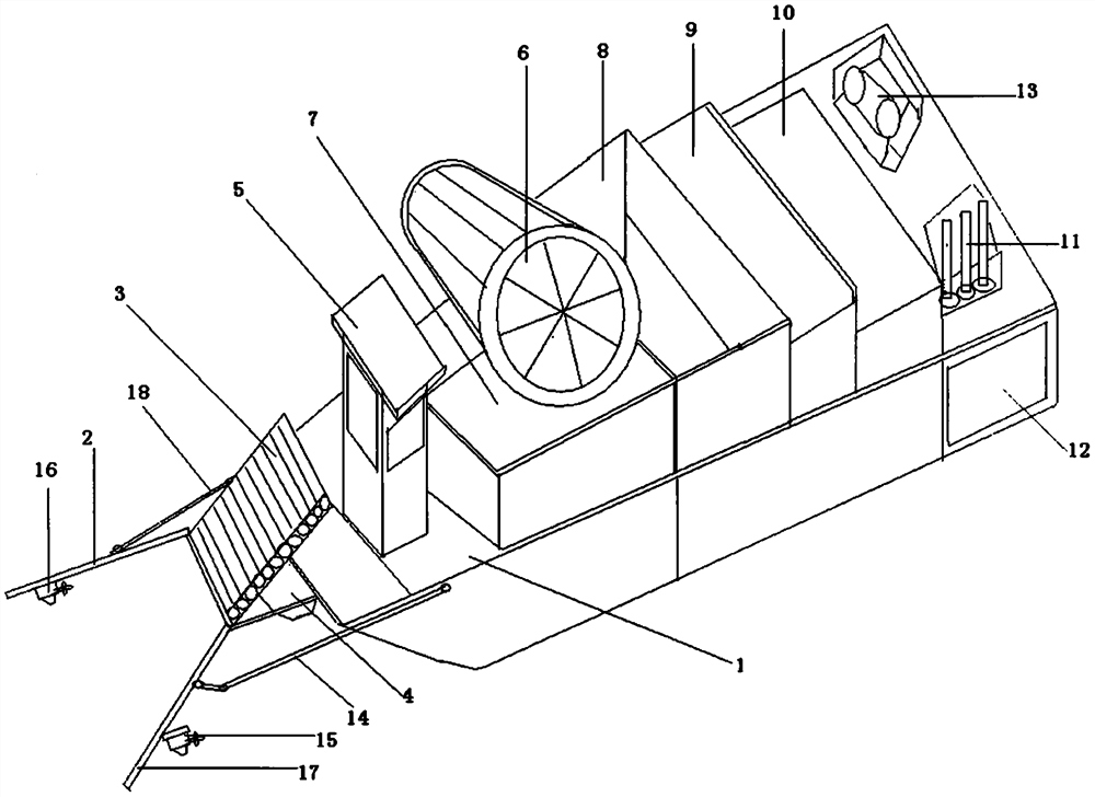 Full-automatic cleaning device for oil stains on water surface based on three-stage molecular centrifugal separation