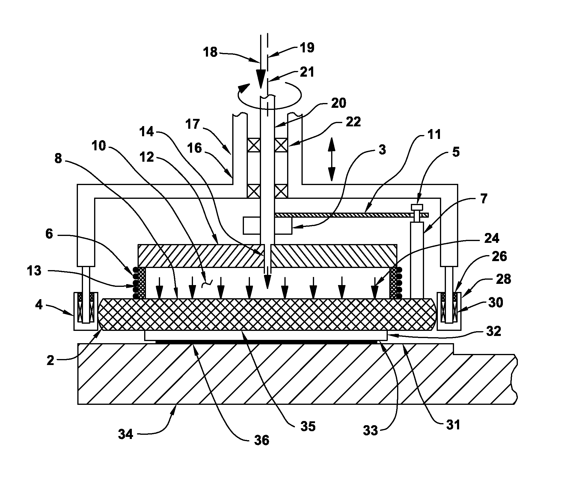 Pin driven flexible chamber abrading workholder