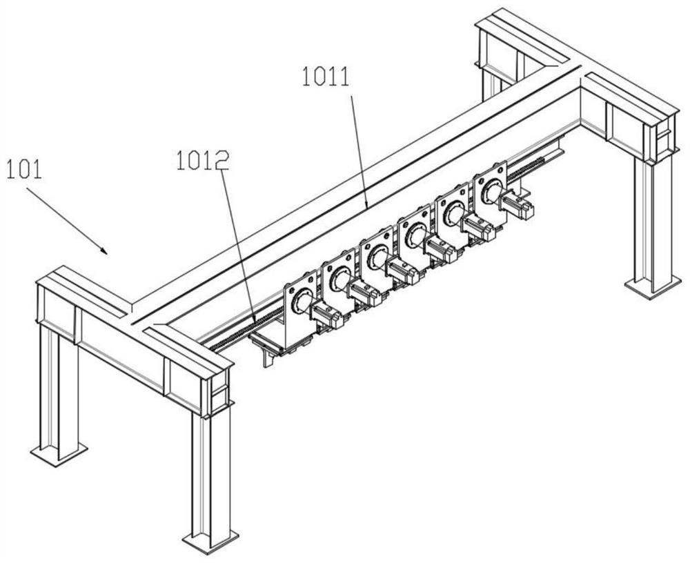 Fixed gantry type plate unit longitudinal rib assembling equipment system