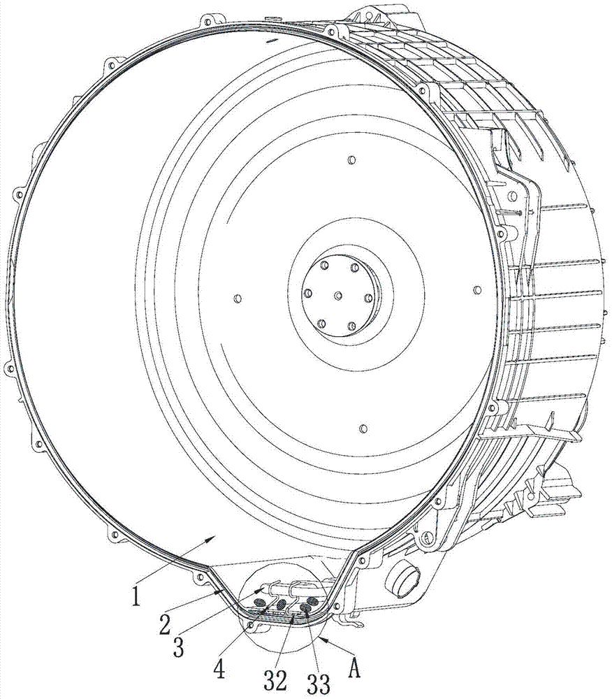 Heating pipe support of roller washing machine, and roller washing machine