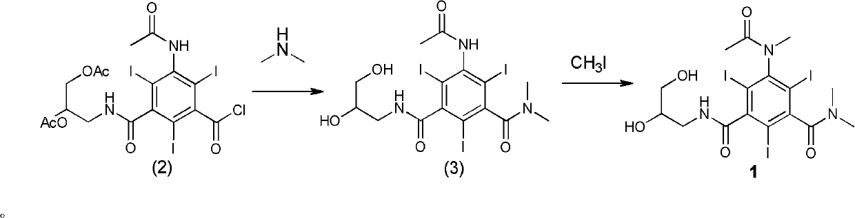 Low-osmotic-pressure triiodo-benzene compound contrast agent