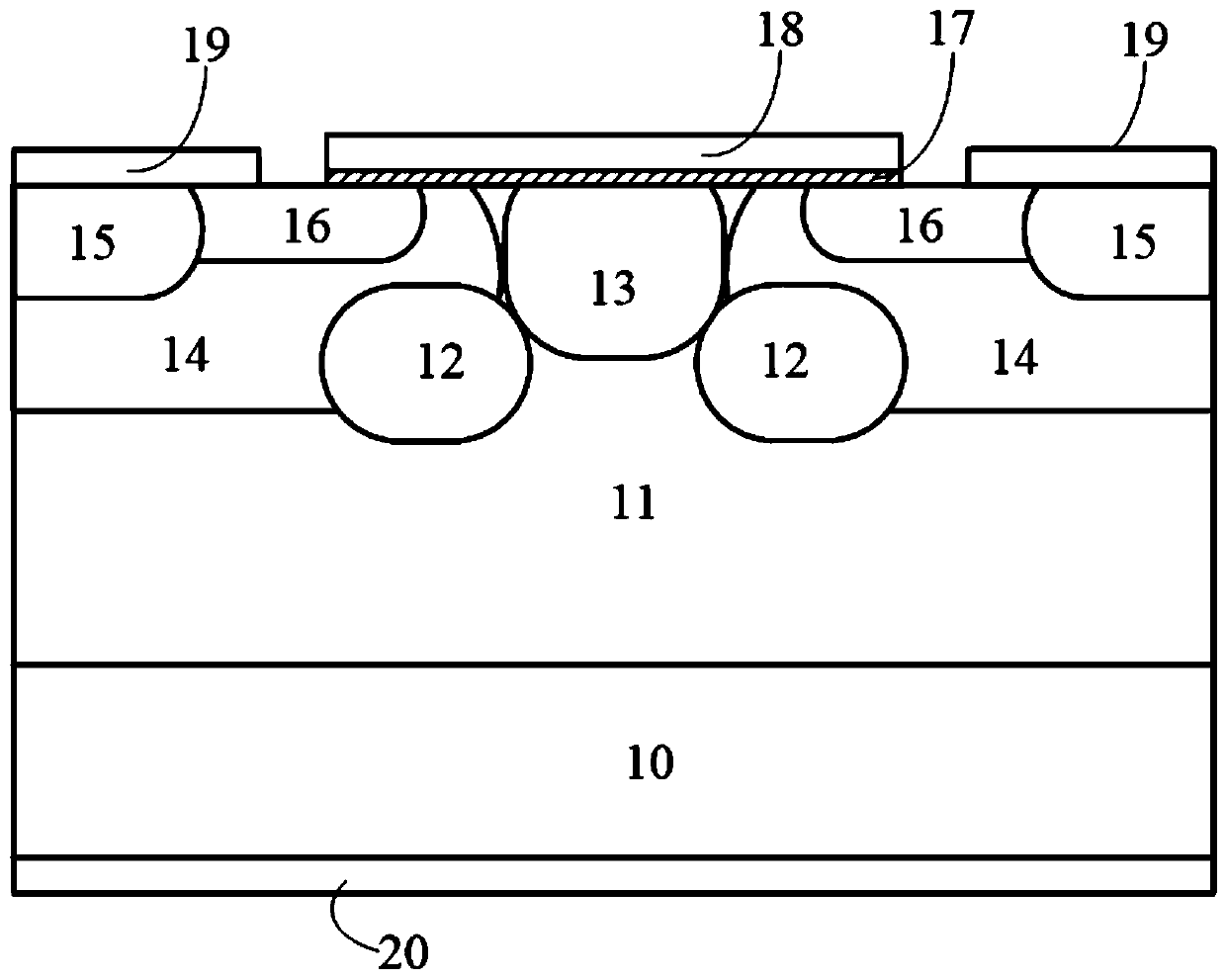 Cellular structure of silicon carbide VDMOS device and manufacturing method thereof