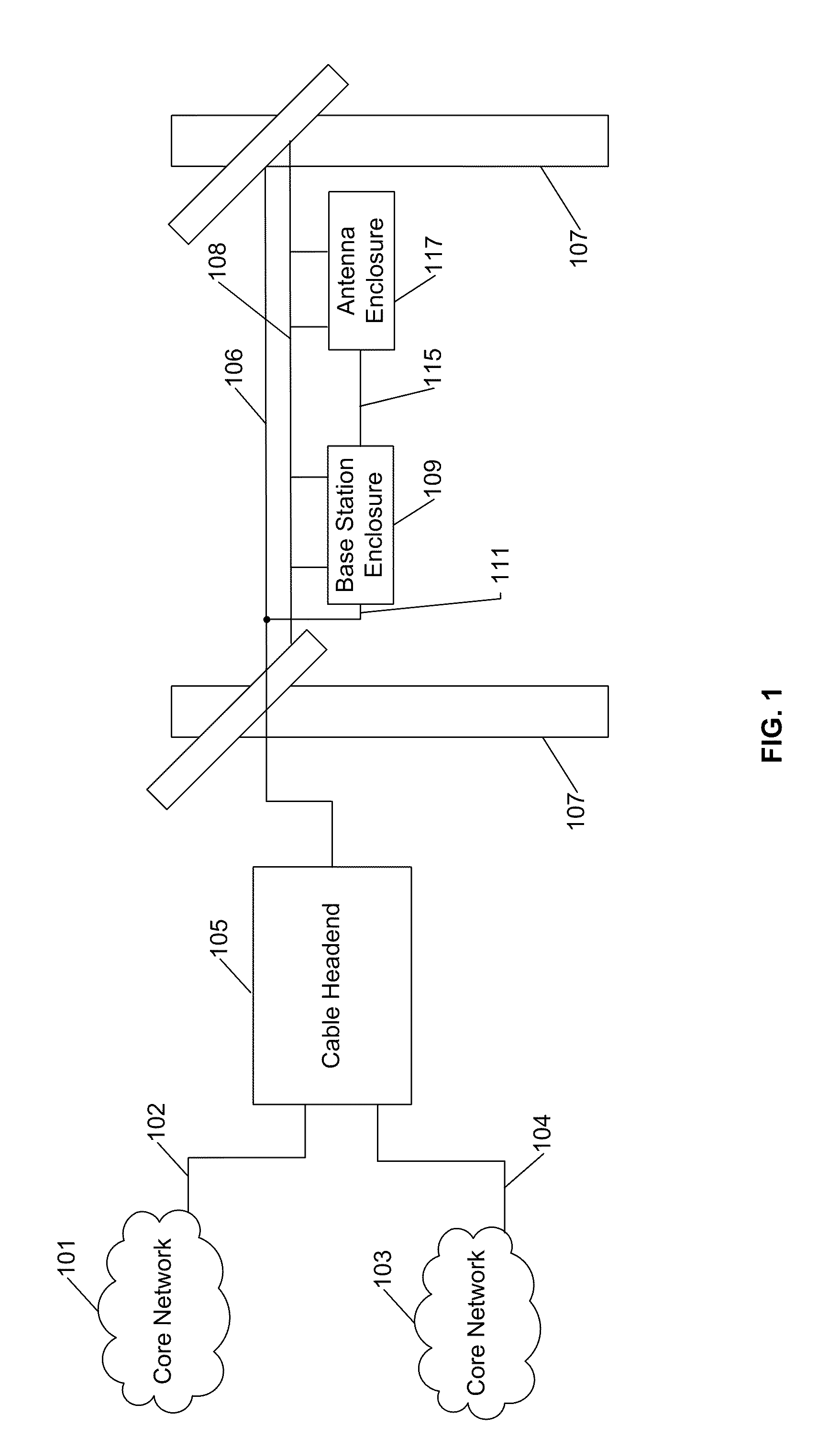 Strand mountable antenna enclosure for wireless communication access system