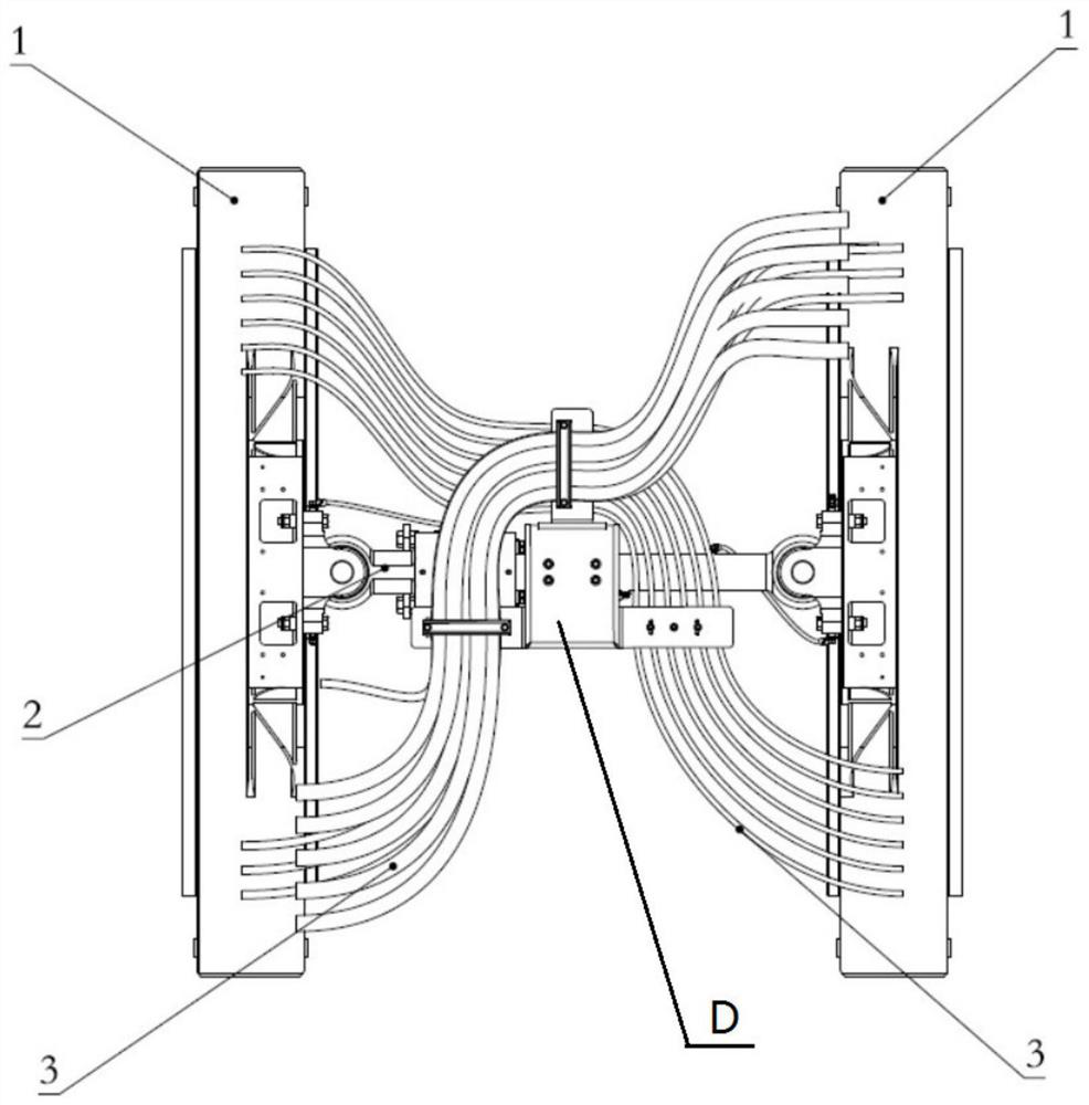 Cross bridging structure for vehicle-end cables of railway vehicles