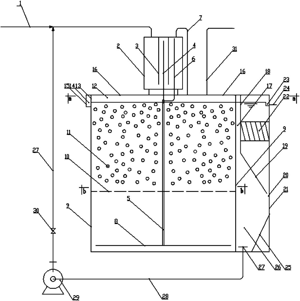 Granule sludge bed and biological film moving bed compound anaerobic reactor