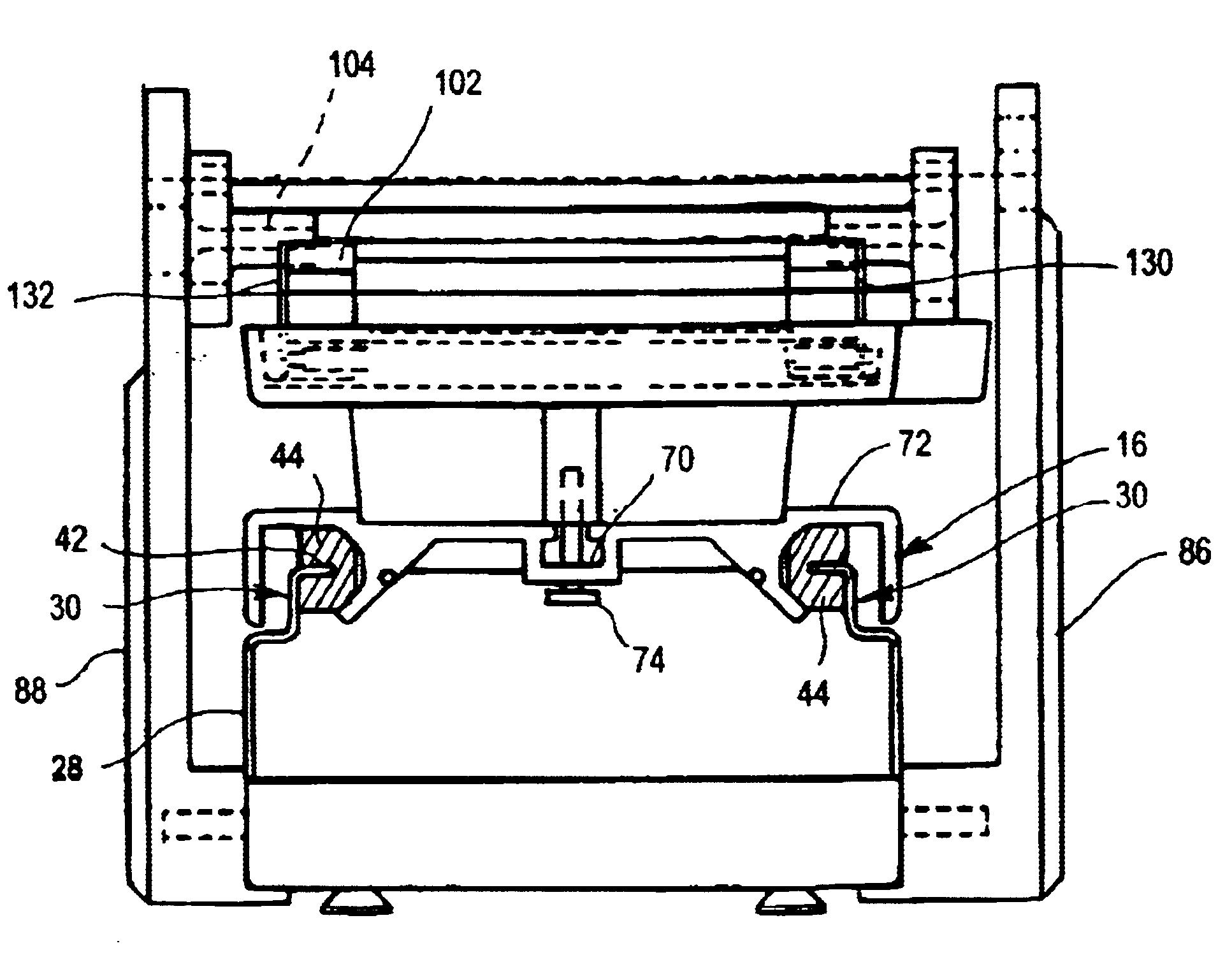 Pad printer cartridge and reciprocating table having bearing members