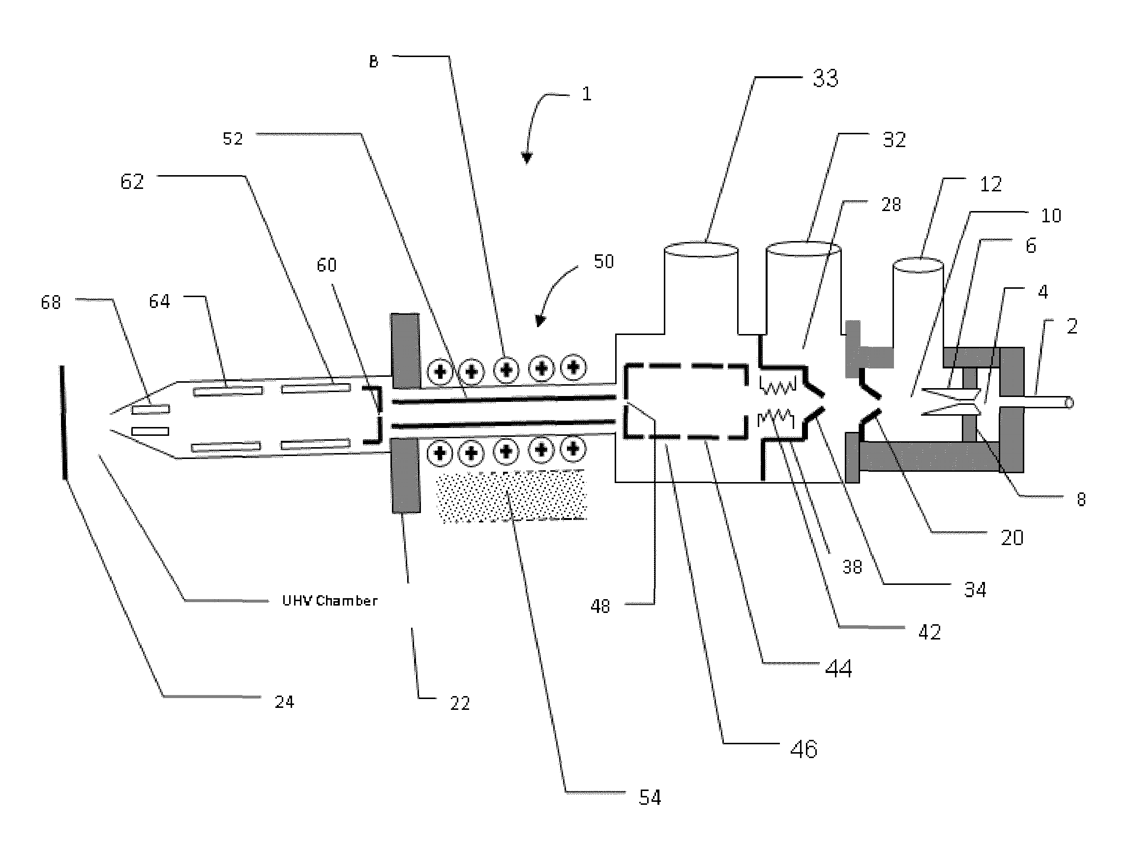 Switchable gas cluster and atomic ion gun, and method of surface processing using the gun