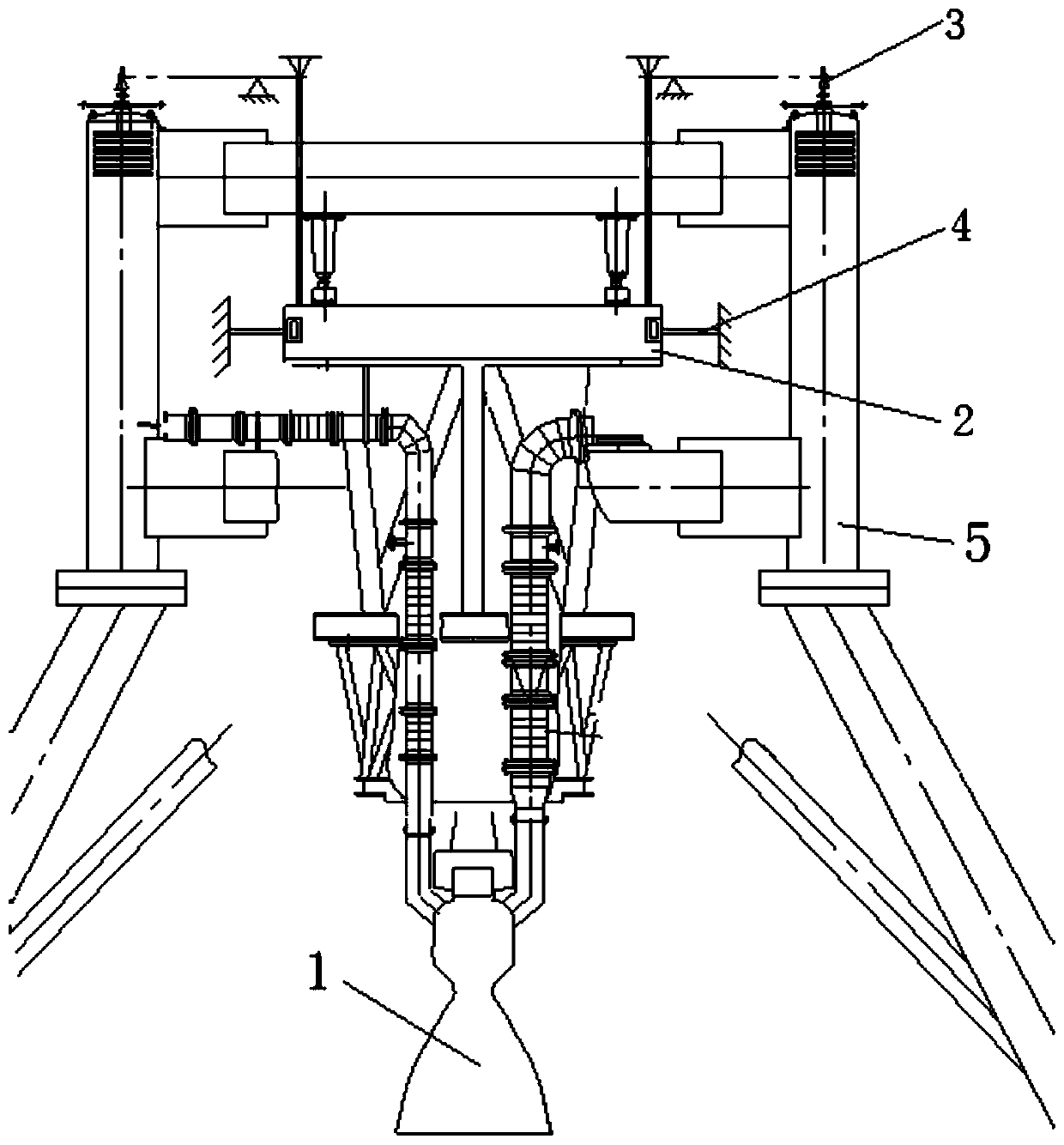 Elastic constraining element for rocket engine thrust measurement