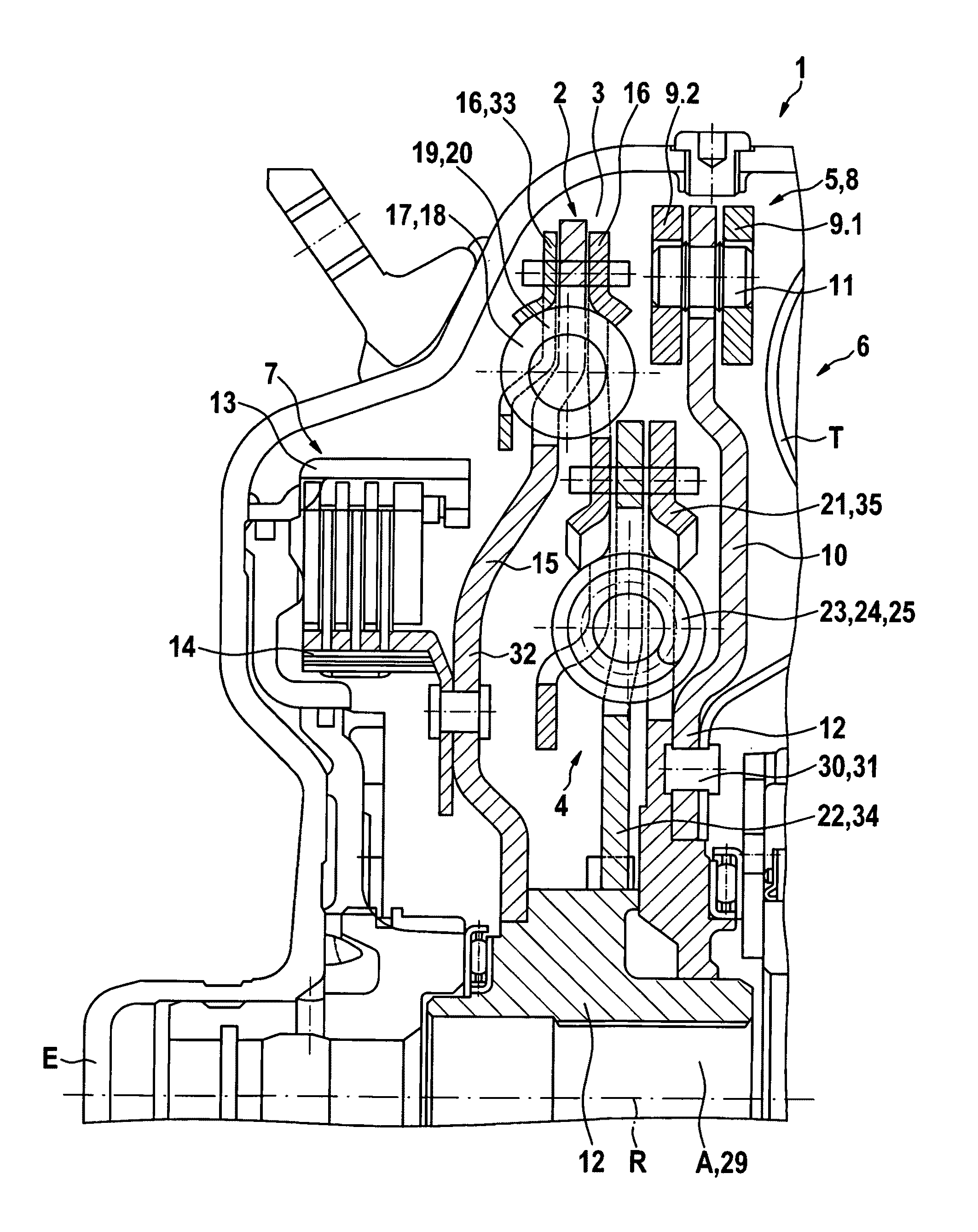 Force transmission device in particular for power transmission between a drive engine and an output