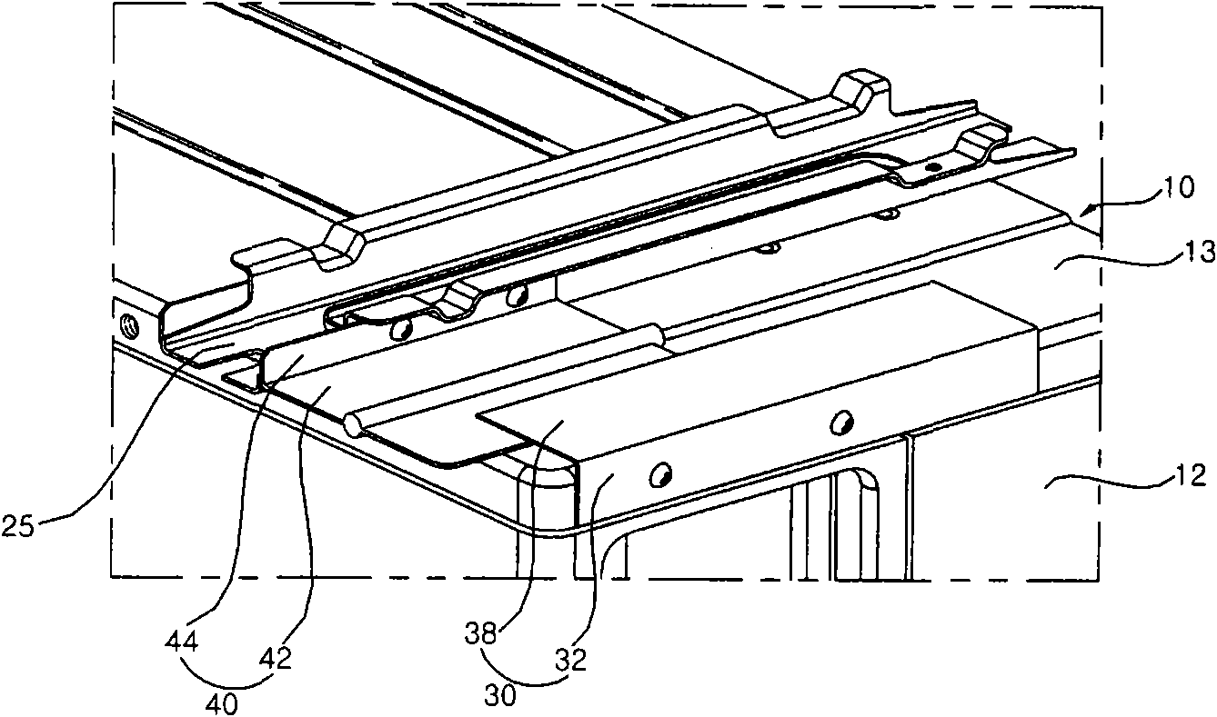 Stacking device of outdoor units of air conditioners and laminated structure of outdoor units