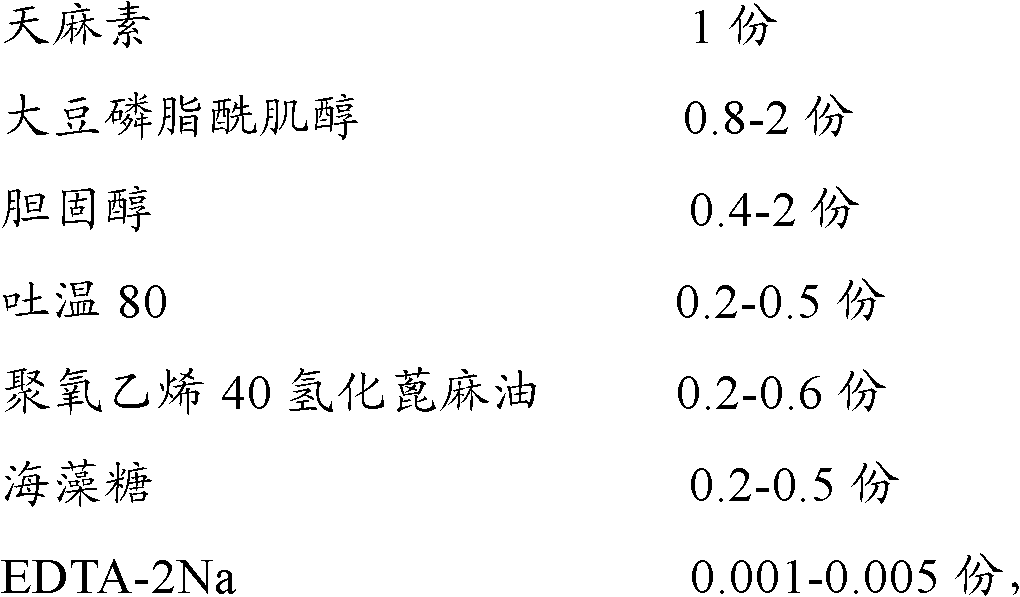 Gastrodin multiphase liposome injection