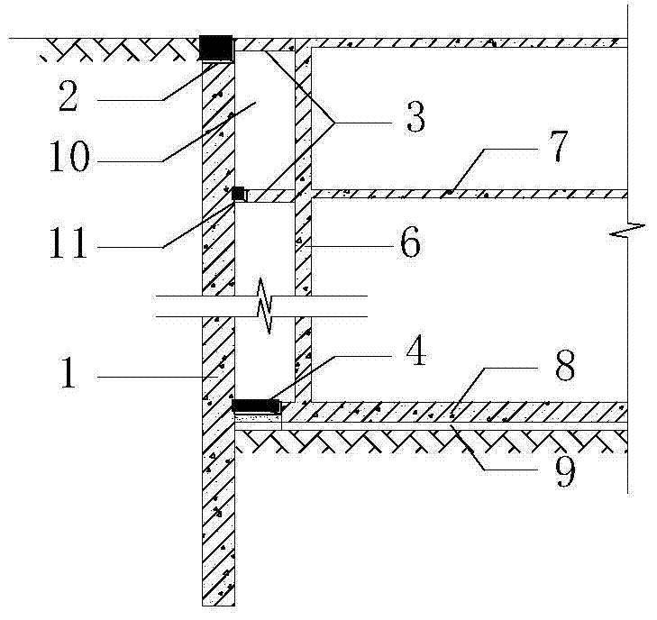 Construction method of permanent support system in which basement floor slab and support piles work together