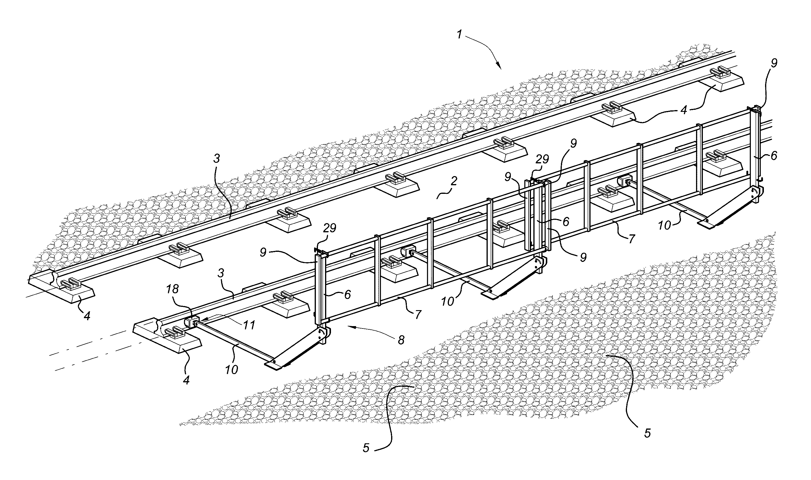 Safety structure for a railway line