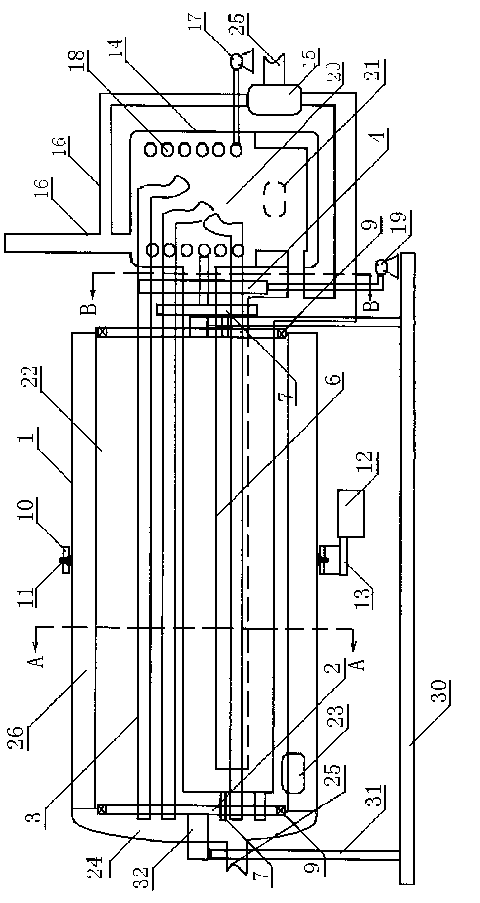 Horizontal convection integral grain drying machine