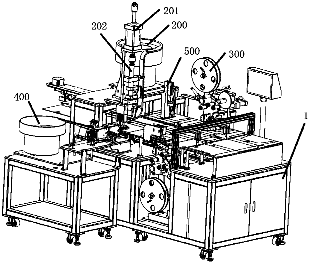 Five-station equipment for processing file box