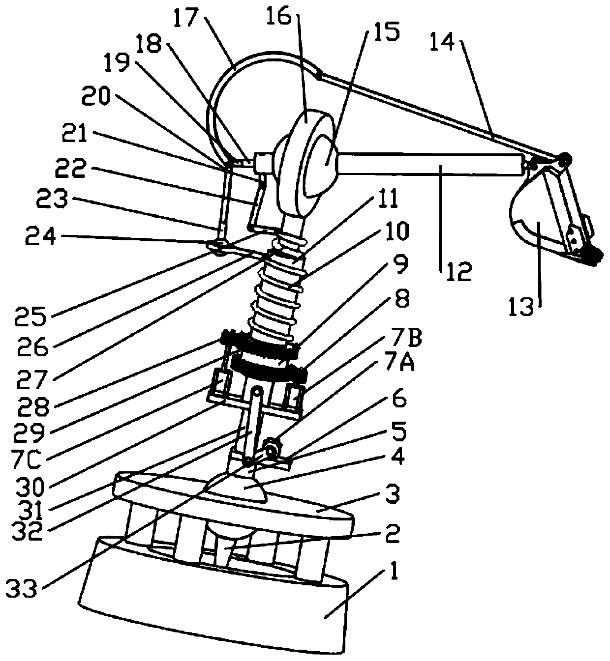 Parasitic mechanism type space-controllable excavating mechanism