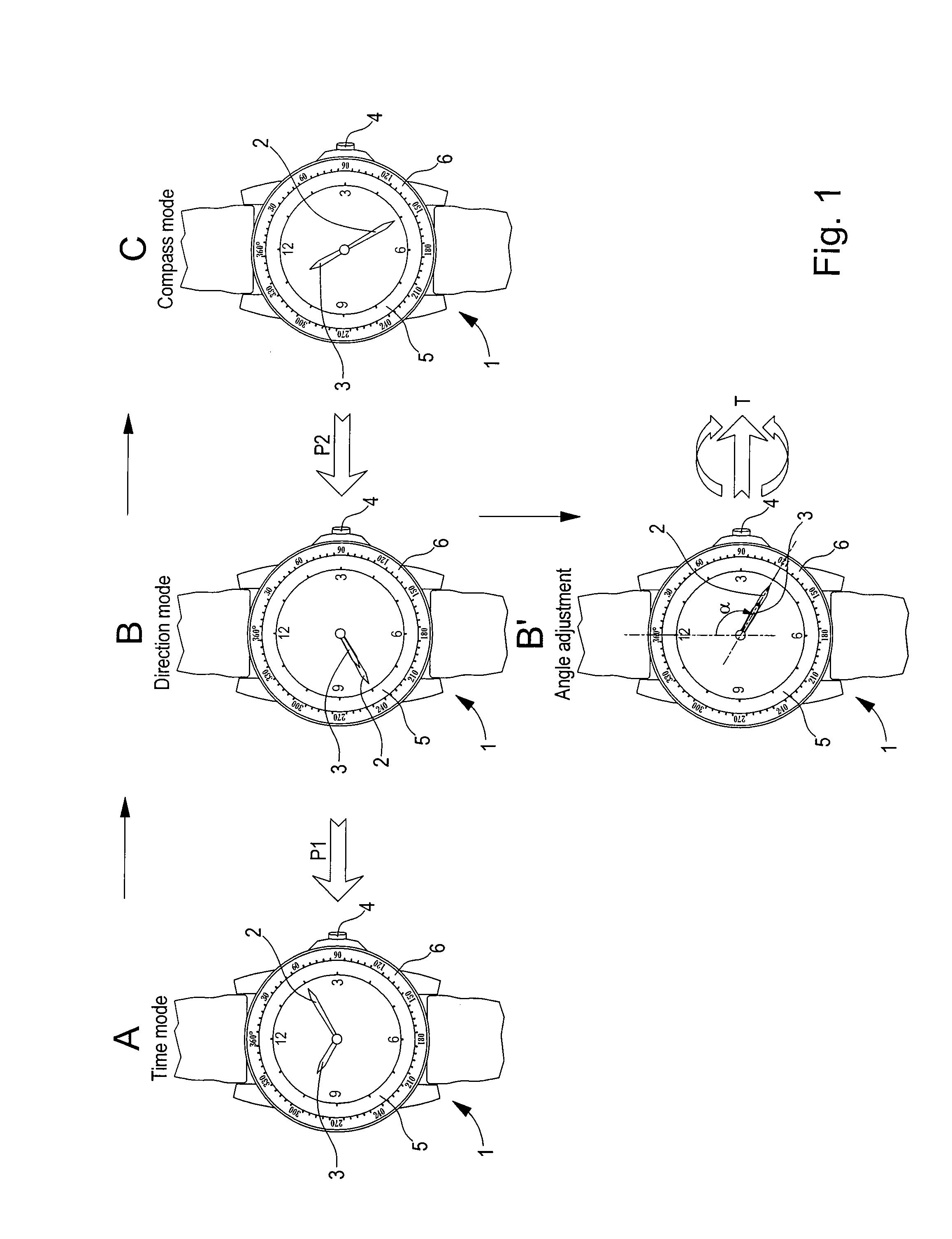 Electronic watch with indication of the direction of a pre-programmed geographical place