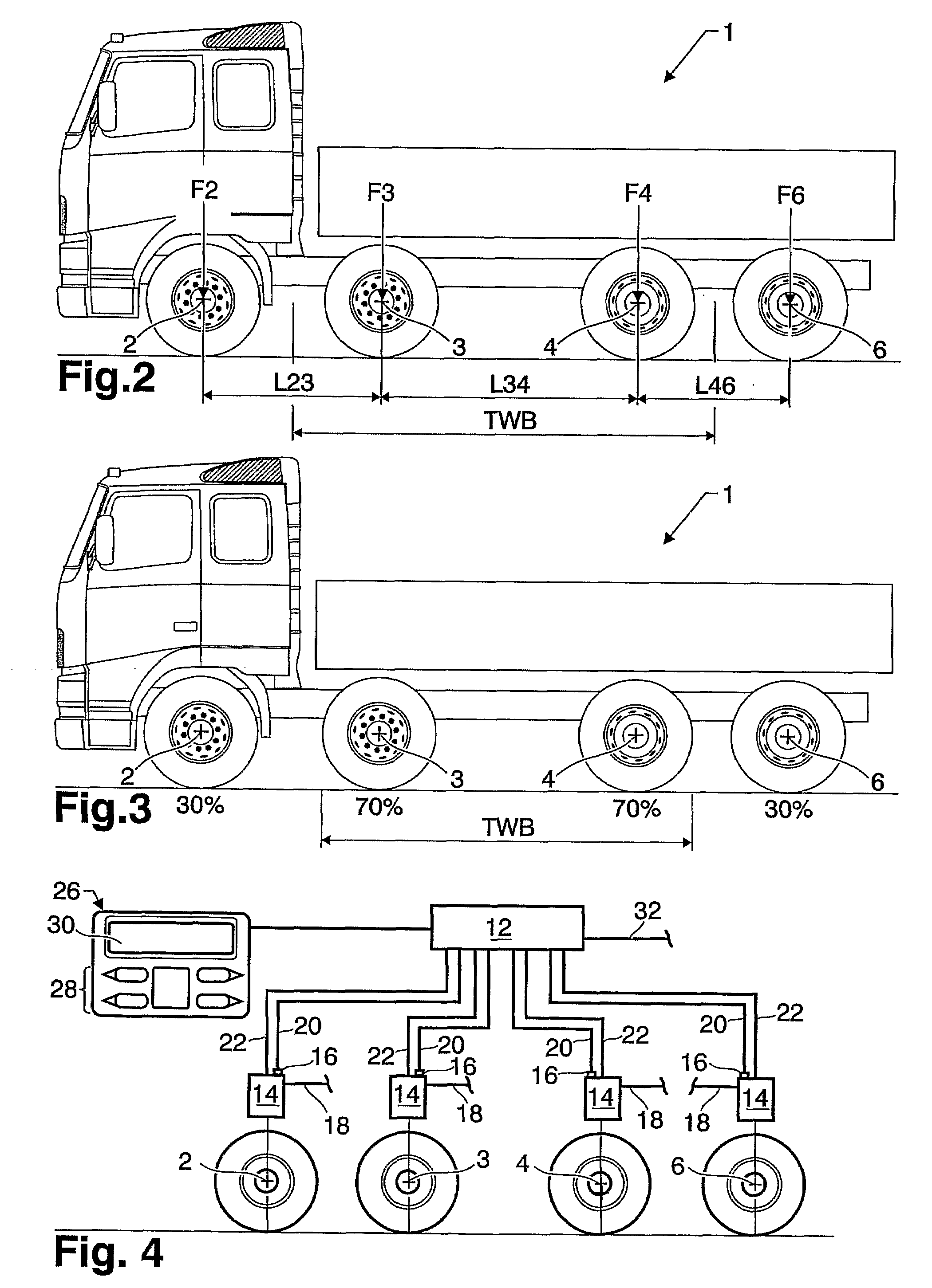 System and Method for Controlling the Axle Load Split Ratio on a Vehicle With Two Front Axles