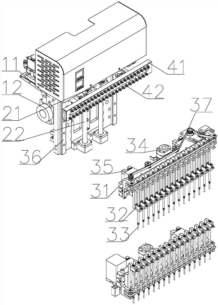 Double-Z-axis separate-taking simultaneous-mounting belt corner efficient mounting head