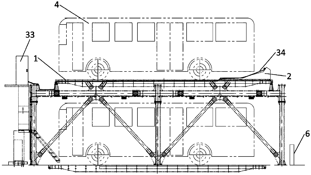 Car carrying board, stereo parking garage and charging system and method