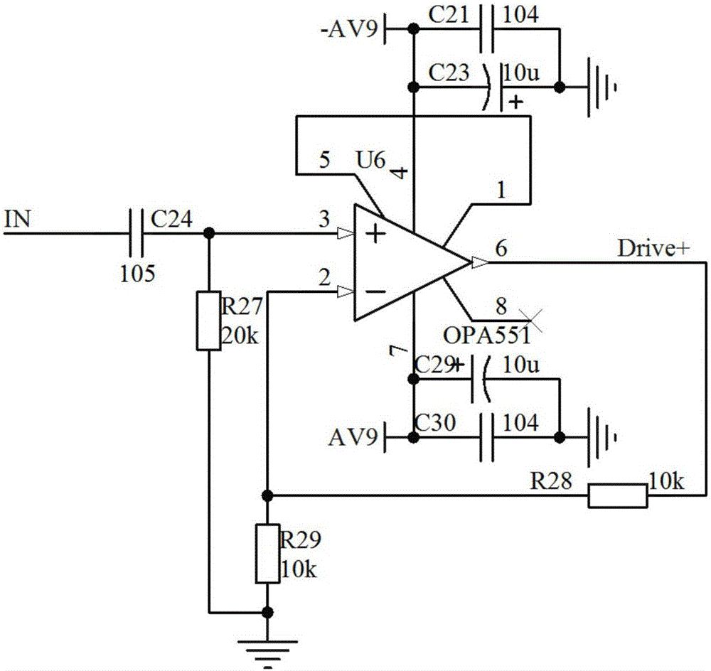 Differential type power amplifying circuit in Coriolis mass flowmeter driving system