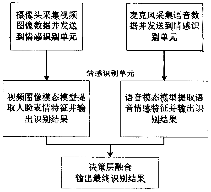 Bimodal fusion emotion recognition method based on video image and voice