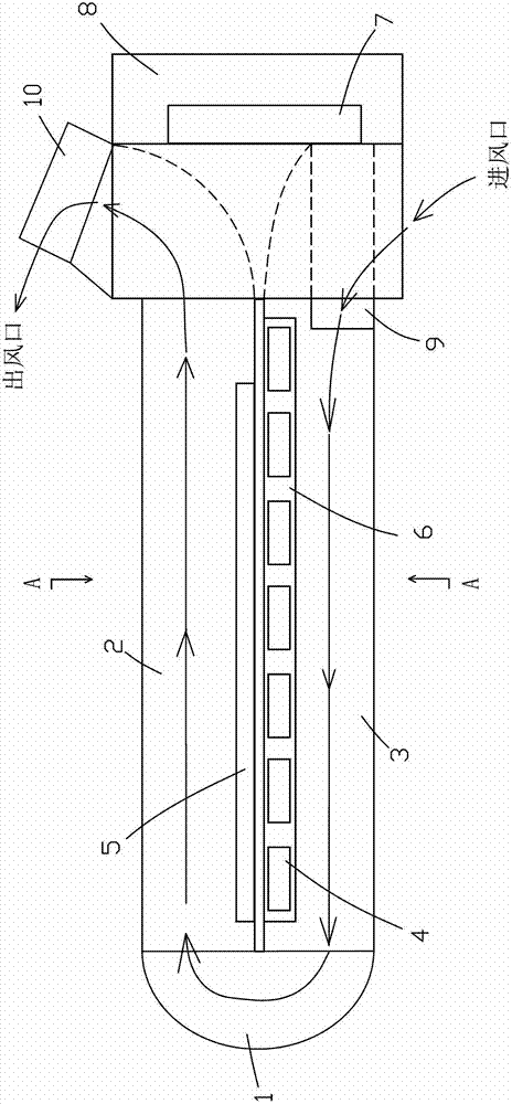 Active-radiating LED (light-emitting diode) streetlamp light source with independent air flow passage