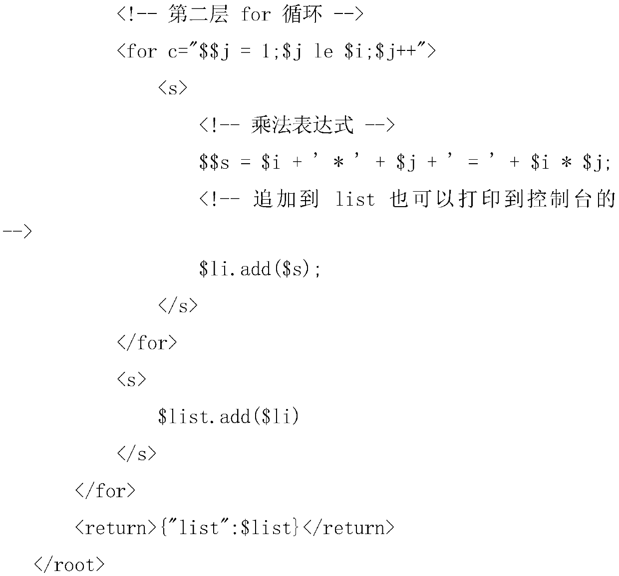 Method for mapping xml service logic to java service logic