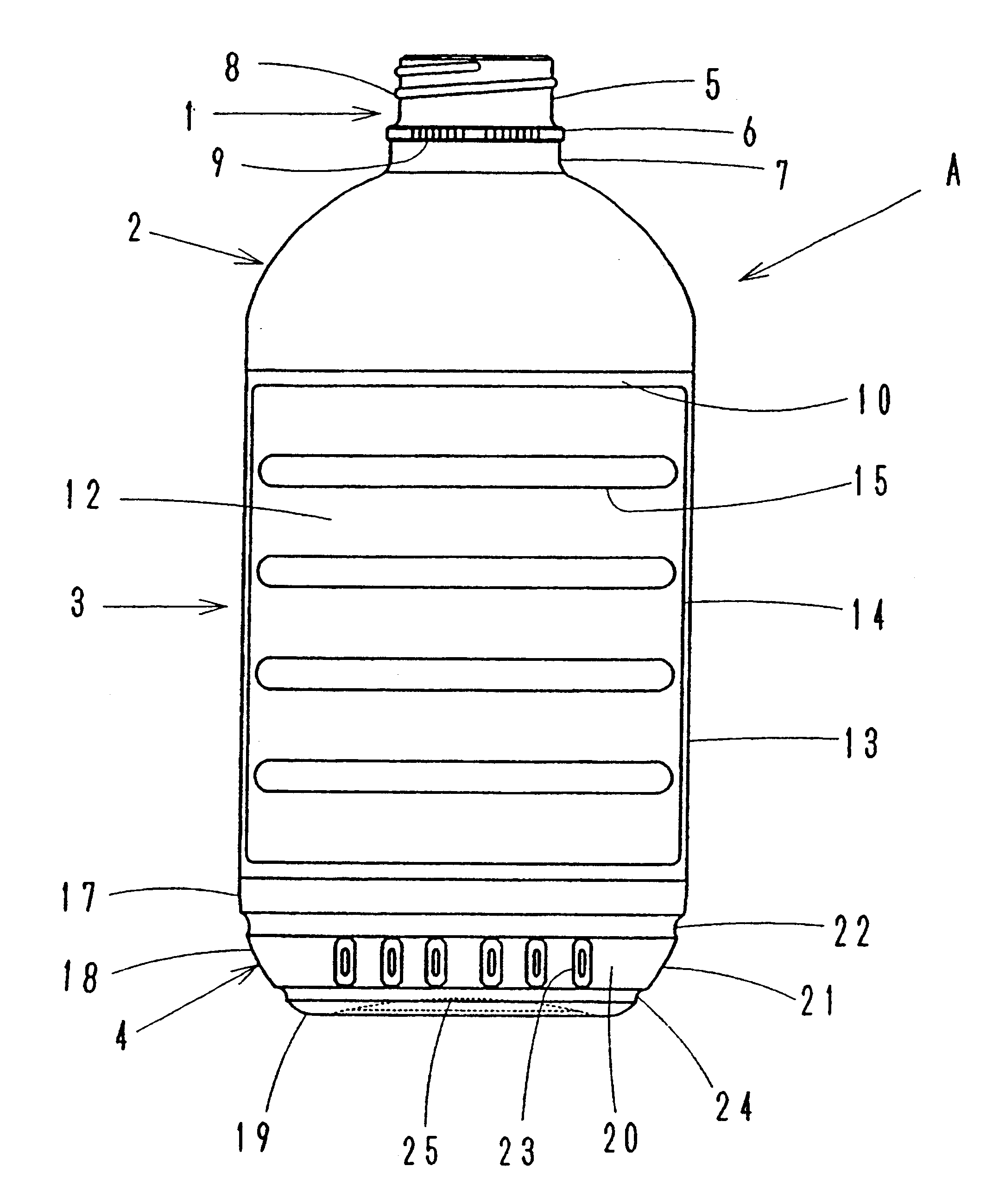 Synthetic resin container with thin wall