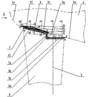 Stern transom plate-free ship line and balanced rudder blade